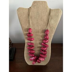 Vintage Chunky Pink/Fuchsia Coral Gemstone Statement Necklace